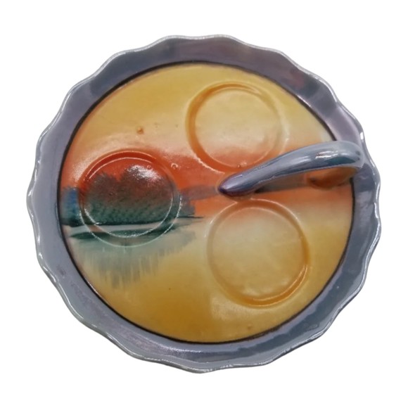 Sunset Japan Condiment Set Salt Pepper Shakers with Lid Jar & Spoon on Tray - Picture 9 of 10